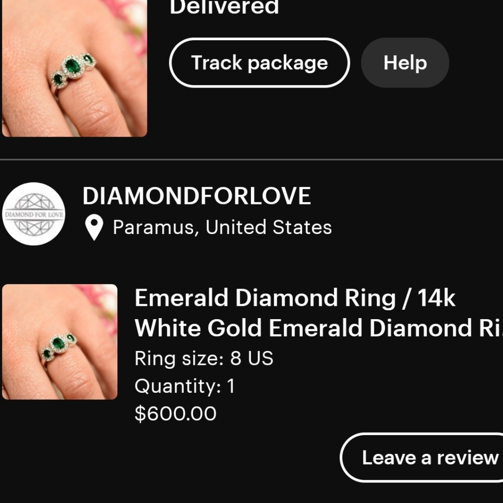 White Gold Diamond and Emerald Ring